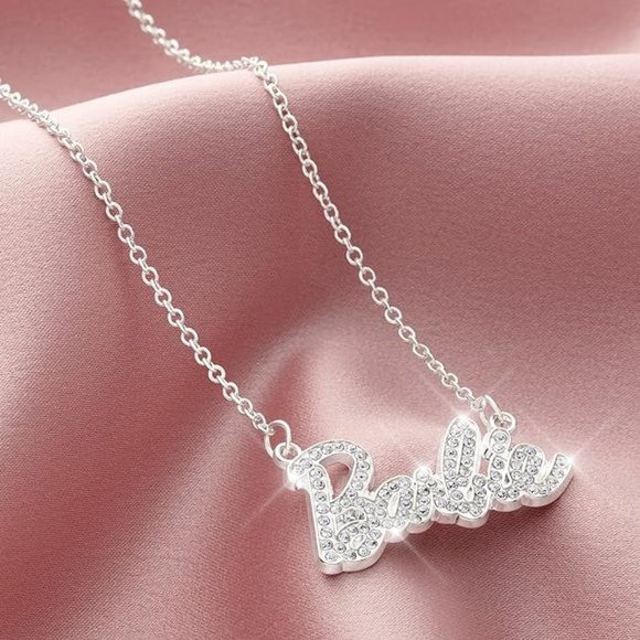 NEW Sparkling Bling Swarovski Crystal Rhinestone Barbie Logo Necklace +G… - Picture 12 of 15